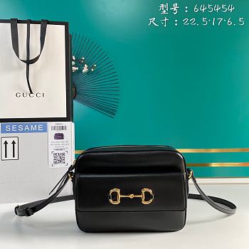 Gucci 1955 Shoulder Bag In Black Leather 645454 Size 22x17x6.5cm