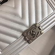 Chanel Boy Flap Bag Silver Chevron Calfskin 67086 Size 25cm - 5