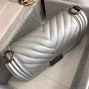 Chanel Boy Flap Bag Silver Chevron Calfskin 67086 Size 25cm - 3