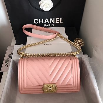 Chanel Boy Bag Cannage Chevron Calfskin 67086 
