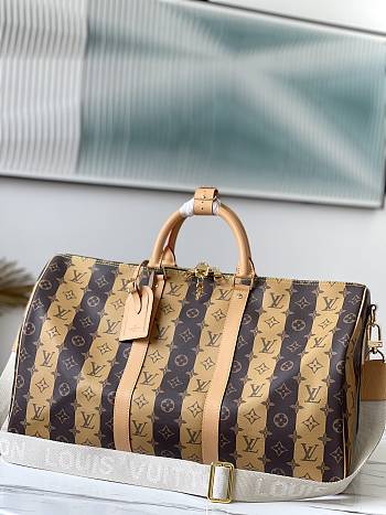 Louis Vuitton Keepall Silver Stripe In Brown M40567 