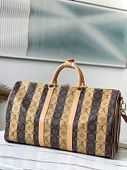 Louis Vuitton Keepall Silver Stripe In Brown M40567  - 3