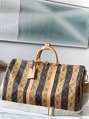 Louis Vuitton Keepall Silver Stripe In Brown M40567  - 5