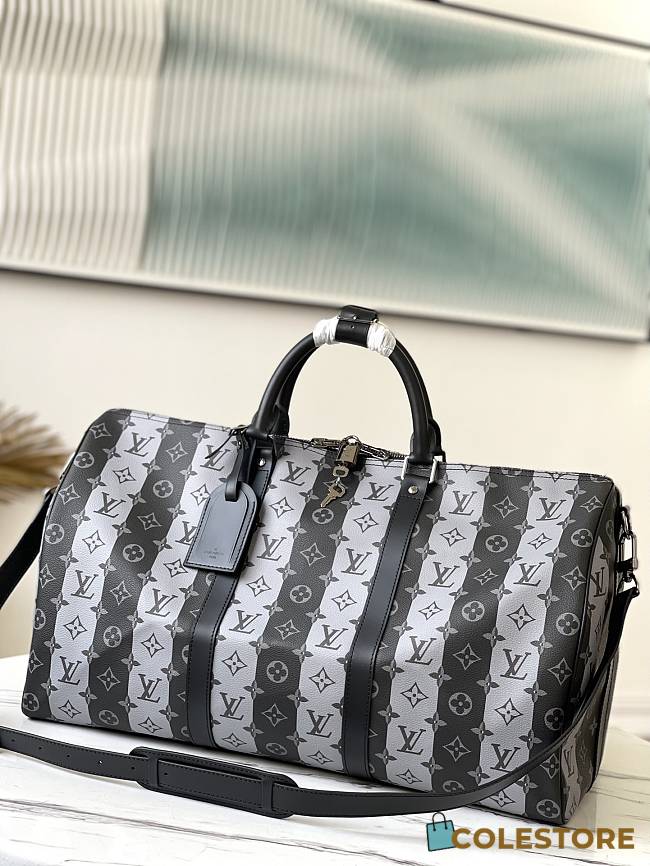 Louis Vuitton Keepall Silver Stripe In Black 50 M40567 - 1