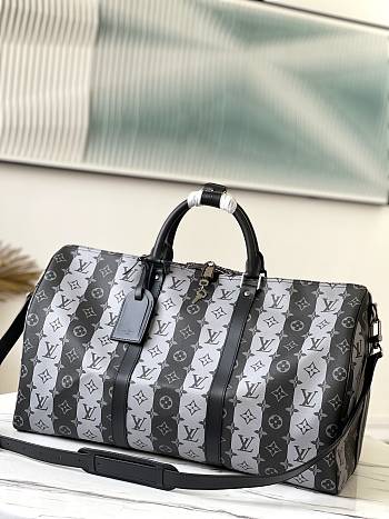 Louis Vuitton Keepall Silver Stripe In Black 50 M40567