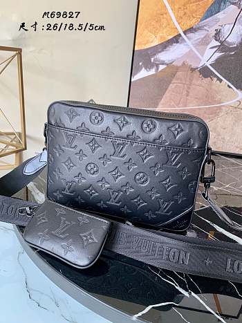 Louis Vuitton Duo Messenger Bag Black Empreinte Leather M45730 