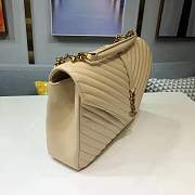 YSL Monogram Medium Beige Chervon Quilted Leather - 6