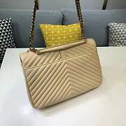 YSL Monogram Medium Beige Chervon Quilted Leather - 4