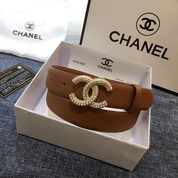 Chanel Pearl Double C Belt In Brown