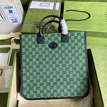 Children's GG Green Tote Bag 550763 Size 33.5x31.5x7.5cm