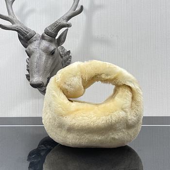 Bottega Veneta Shearling Mini BV Jodie Mystic In Light Yellow 