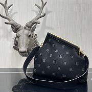 Fendi First Black Flannel Bag With Embroidery 8BP127 Size 32.5x15x23.5cm - 2