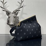 Fendi First Black Flannel Bag With Embroidery 8BP127 Size 32.5x15x23.5cm - 6