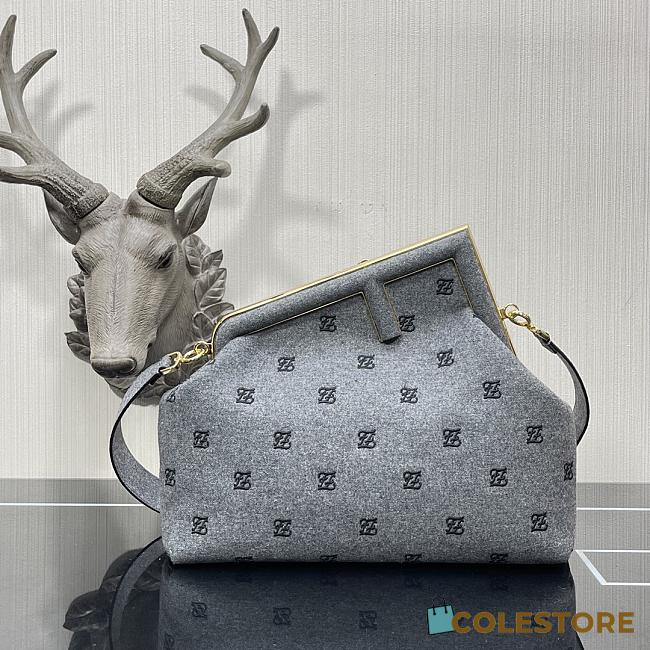 Fendi First Grey Flannel Bag With Embroidery 8BP127  - 1