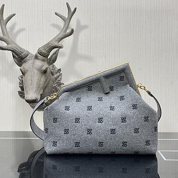 Fendi First Grey Flannel Bag With Embroidery 8BP127 