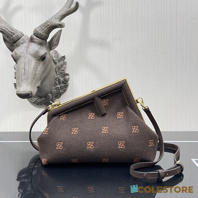 Fendi First Dark Brown Flannel Bag With Embroidery 8BP127 - 1