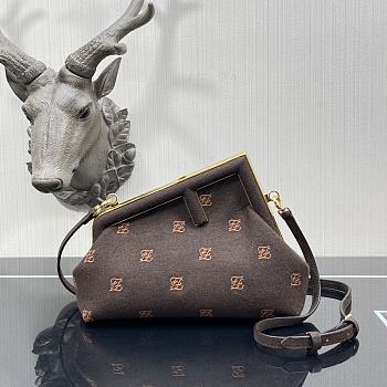 Fendi First Dark Brown Flannel Bag With Embroidery 8BP127