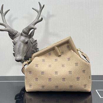 Fendi First Light Beige Flannel Bag With Embroidery 8BP127 Size 32.5x15x23.5cm