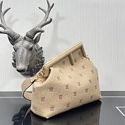 Fendi First Light Beige Flannel Bag With Embroidery 8BP127 Size 32.5x15x23.5cm - 6