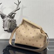 Fendi First Light Beige Flannel Bag With Embroidery 8BP127 Size 32.5x15x23.5cm - 3