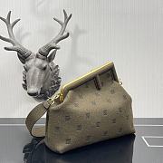 Fendi First Khaki Flannel Bag With Embroidery 8BP127 Size 32.5x15x23.5cm - 6