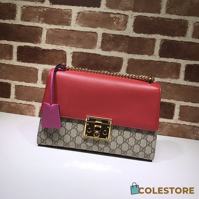 Gucci Padlock Canvas Leather Bag In Red 409486 - 1