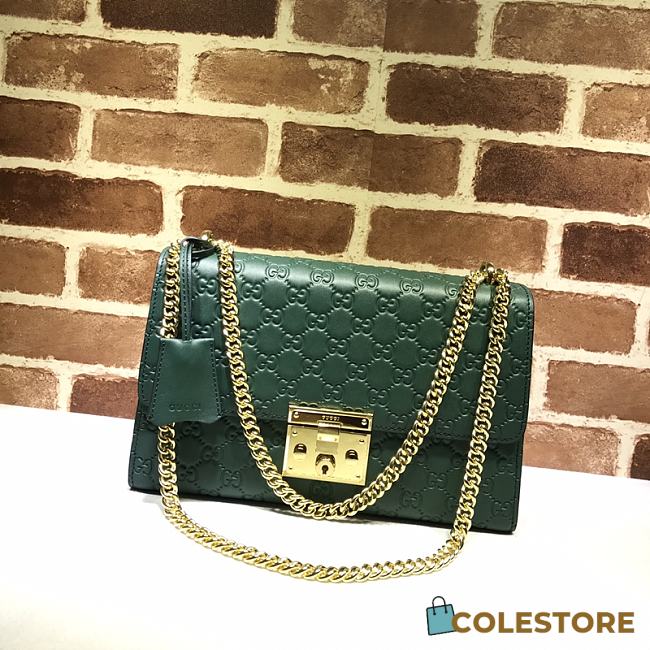 Gucci Padlock Signature Shoulder Bag In Khaki 409486 Size 30x19x10cm - 1