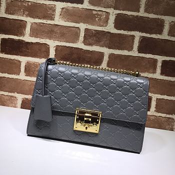 Gucci Padlock Signature Shoulder Bag In Grey 409486 Size 30x19x10cm
