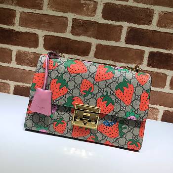 Gucci Padlock Strawberry Canvas Leather 409486 Size 30x19x10cm