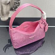 Prada Satin Mini Bag With Artificial Crystal In Pink 1NE515 Size 17x6x22cm - 6