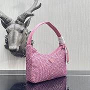 Prada Satin Mini Bag With Artificial Crystal In Pink 1NE515 Size 17x6x22cm - 4