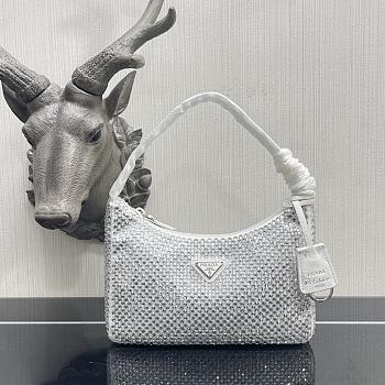Prada Satin Mini Bag With Artificial Crystal In White 1NE515 