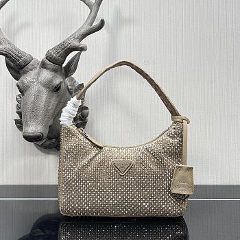 Prada Satin Mini Bag With Artificial Crystal In Brown 17cm
