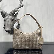 Prada Satin Mini Bag With Artificial Crystal In Brown 17cm - 4