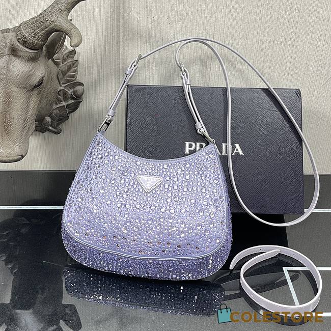 Prada Cleo Shoulder Bag Artificial Crystal 1BC169 Size 18.5x4.5x22cm - 1