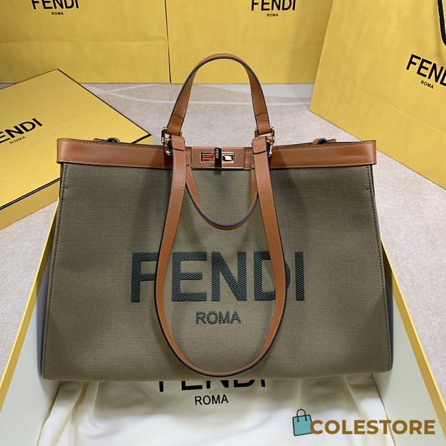 Fendi Peekaboo x Tote Hand Bag Brown Size 41X29X14cm - 1