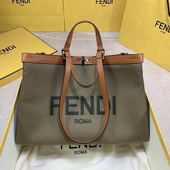 Fendi Peekaboo x Tote Hand Bag Brown Size 41X29X14cm
