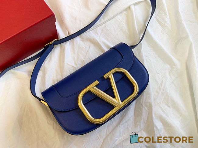 Valentino Garavani Supervee Shoulder Blue Bag Size 26.5x9x15cm - 1