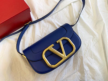 Valentino Garavani Supervee Shoulder Blue Bag Size 26.5x9x15cm