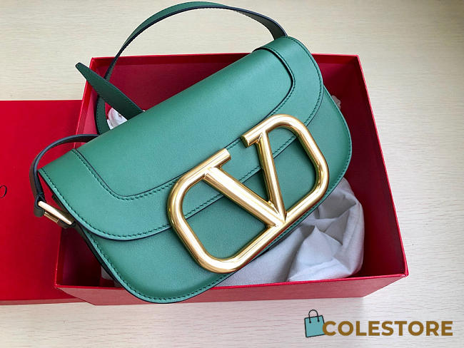 Valentino Garavani Supervee Shoulder Light Green Bag Size 26.5x9x15cm - 1