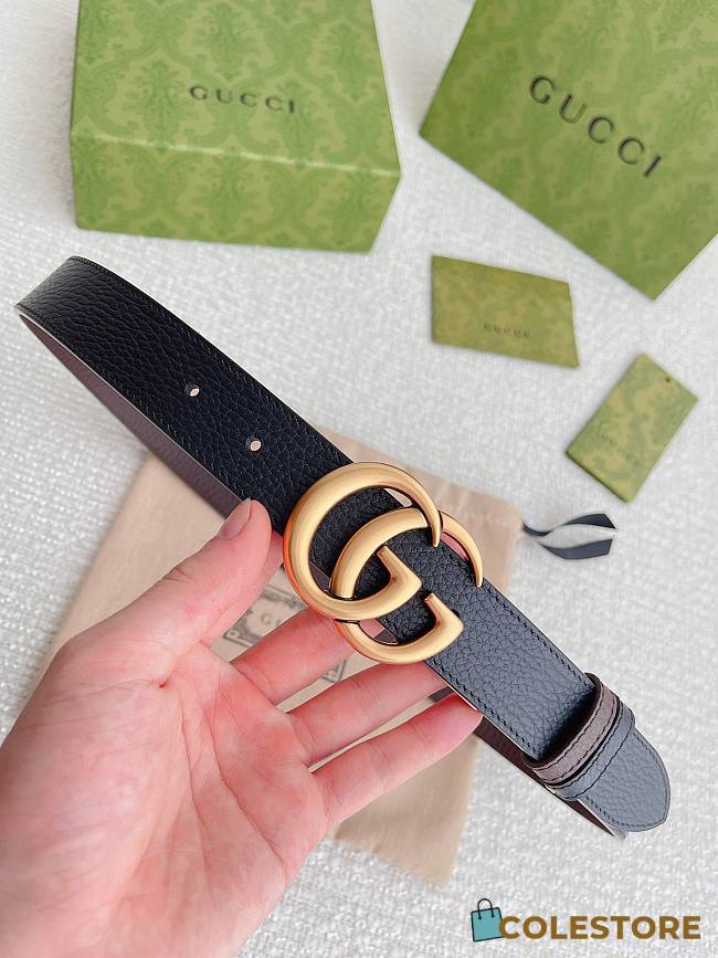 Gucci GG Marmont Reversible Thin Belt Black&Brown  - 1