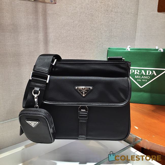 Prada Nylon Cross-Body Bag In Black 2VH110 Size 25x22x7cm - 1