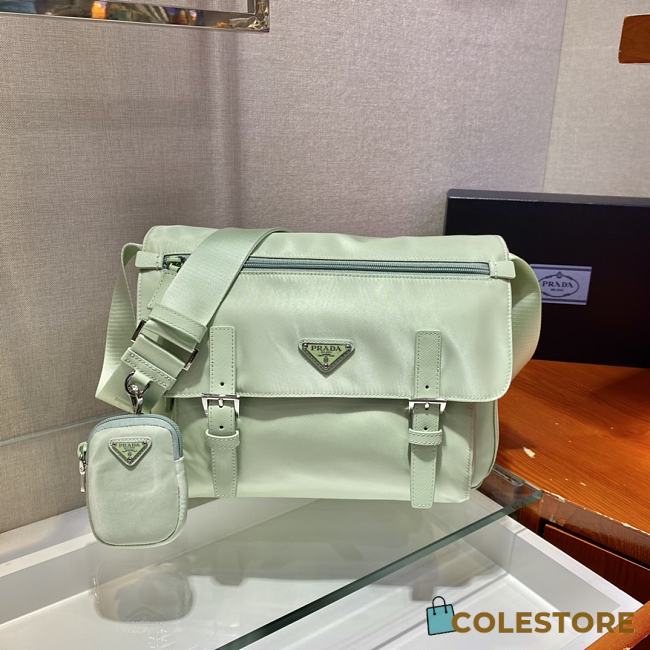 Prada Medium Nylon Shoulder Bag Green 1BD671 Size 30x25x12cm - 1