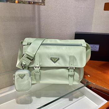 Prada Medium Nylon Shoulder Bag Green 1BD671 Size 30x25x12cm