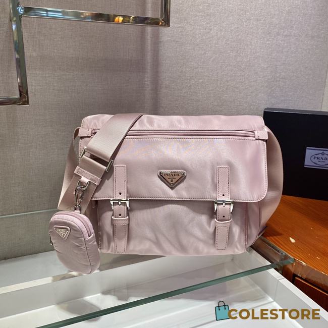 Prada Medium Nylon Shoulder Bag Pink 1BD671 Size 30x25x12cm - 1