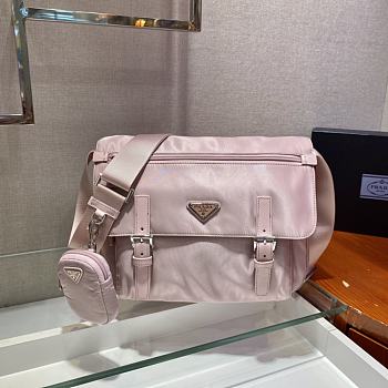 Prada Medium Nylon Shoulder Bag Pink 1BD671 Size 30x25x12cm
