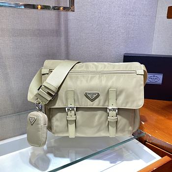 Prada Medium Nylon Shoulder Bag Beige 1BD671 Size 30x25x12cm