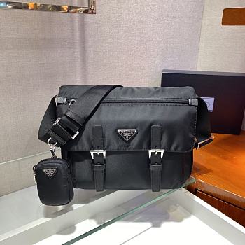 Prada Medium Nylon Shoulder Bag Black 1BD671 Size 30x25x12cm
