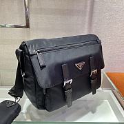 Prada Medium Nylon Shoulder Bag Black 1BD671 Size 30x25x12cm - 4