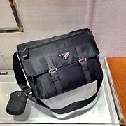 Prada Medium Nylon Shoulder Bag Black 1BD671 Size 30x25x12cm - 3